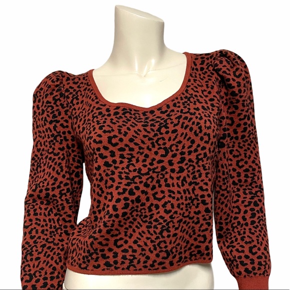 Express Sweaters - Express LG cropped puffy 3/4 sleeve animal top